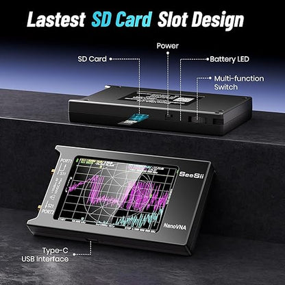 SEESII Upgraded NanoVNA-H4 Vector Network Analyzer, Latest V4.4 9KHz-1.5GHz HF VHF UHF 4" Touch Screen VNA Antenna Analyzer Measures S Parameters,Voltage Standing Wave Ratio, Phase,Delay, Smith Chart