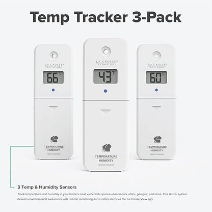 Temp Tracker Wi-Fi Alert System 3 Pack with The Bridge Gateway and 3 Indoor Outdoor Temperature and Humidity Sensors