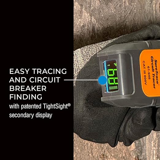 Ideal Electrical SureTrace Plus Circuit Tracer (61-948) 0-600 Volts AC/DC with Built-in Continuity Test and High-Visibility Displays — Find Breakers, Fuses, Wires, Dead Shorts, and Splice Errors