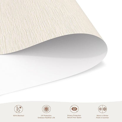 Motorized Roller Blinds with Remote, 100% Blackout Automatic Roller Shades for Bedroom, Bathroom, and Living Room, Customized Size, Tree Ring Beige
