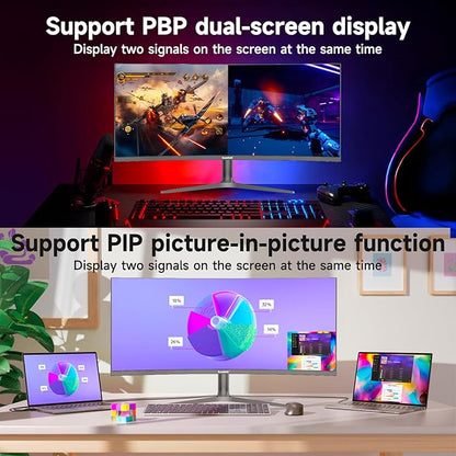 Gawfolk 37.5 Inch Gaming Monitor 3840 * 1600p 144Hz PC Monitor with AMD FreeSync, Flicker-Free, 2X HDMI 2.0, DP 1.4, Ultra-Thin Frameless Screen