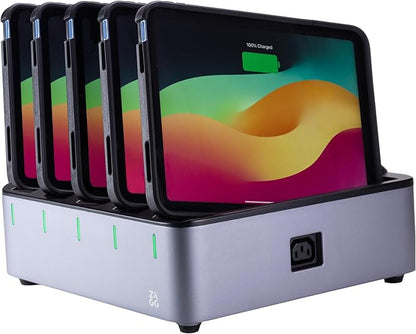 ZAGG ChargeStation Pro for iPad (10th Gen)/ iPad (A16) - Lockable Wireless Charging Station with 5 Rugged Cases – Charges 5 iPads – for Schools, Hospitals, Business & Enterprise