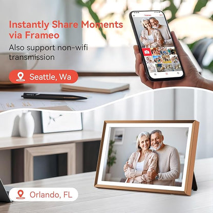 Frameo Digital Picture Frame 10.1" HD IPS Anti-Glare Touch Screen Load Photos & Videos Directly from Phone Ideal for Thoughtful Gifting Small and Exquisite - Rose Bronze
