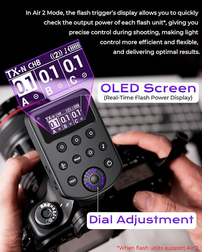 AODELAN Wireless Flash Trigger with ISO Hot-Shoe for Sony/for Canon/for Fujifilm/for Nikon, Flash Transmitter Supports Air1 & Air2 Compatible with Profoto A1X/B1X/A2/B2/D2/A10/B10/B30/Pro-D3/Pro-10
