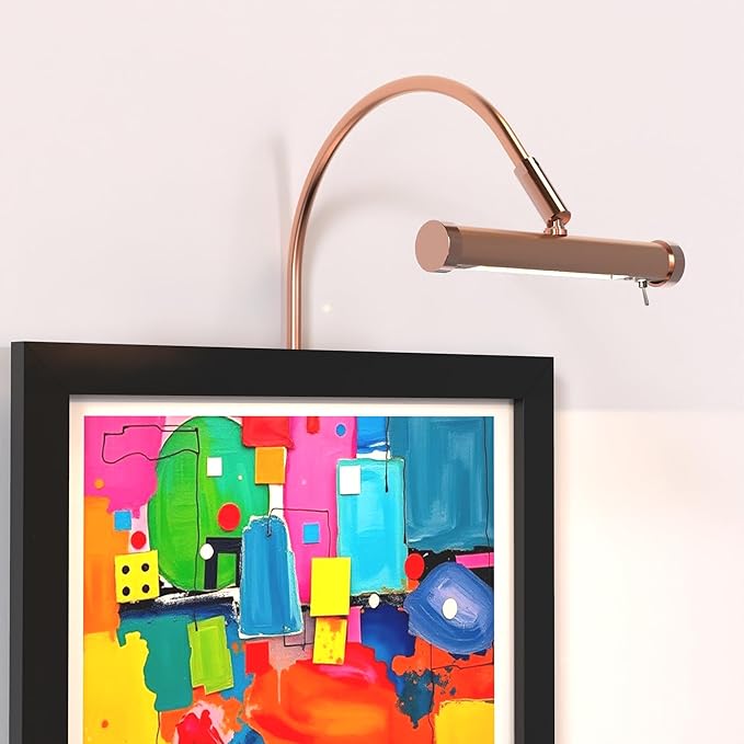 Cocoweb 6 Inch Tru-Slim Copper Picture Light - LED, 2700K, Adjustable Arm, Plug-in, Toggle Switch, Sleek and Compact Design