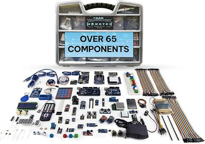 GAR Monster Starter Kit for Arduino - Robotics & IoT Development| Comprehensive 5-Board Set: Uno R3, Mega 2560, Nano V3, ESP32 WiFi+BT, ESP8266 NodeMCU | 25 Sensors, Tutorials & Organizer Toolbox