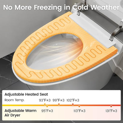 Smart Toilet with Bidet Built-In, Bidet Toilet with 1.06 GPF Auto Flush, Built-In Pump, Auto Open & Close Lid, Heated Seat & Dryer, Remote Control, Night Light, Digital Display, Blackout Flush