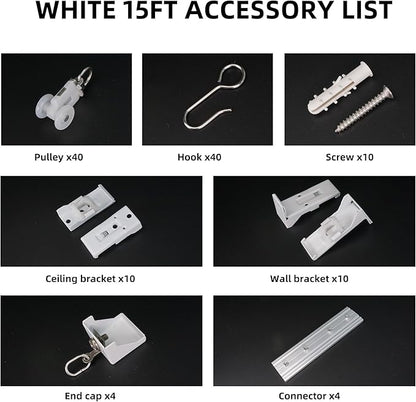 Curtain Track for Ceiling or Wall, Heavy Duty Aluminum Alloy with Smooth Sliding, Easy to Install, White, 3ft To 15ft