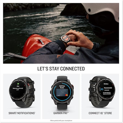 Garmin fēnix® 8 Pro, 47mm, AMOLED Display, Premium Connected Multisport GPS Smartwatch, inReach® Technology, Sapphire, Carbon Gray DLC Titanium with Black/Pebble Gray Silicone Band