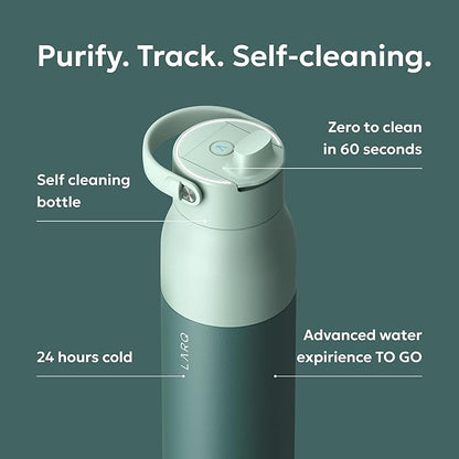 LARQ Bottle PureVis 2 - UV Water Purifier with Self-Cleaning, App Hydration Tracking, Filter Straw, Detachable Handle, Double-Wall Insulated