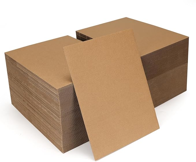 Calenzana 8.5x11 Browm Corrugated Cardboard Sheets, Flat Card Boards Inserts for Crafts, Packing, Shipping, Moving, Mailing, 200 Pack