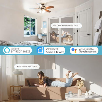 Universal Smart WiFi Ceiling Fan Remote Control Kit, Ceiling Fan Control and Dimmer Light Switch, Compatible with Alexa, Google Assistant and Smart Life App, 3 Speed, Timing, Remote Control