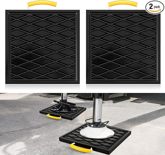 2 Pcs Rv Jack Pads 18 x 18 x 1 Inch Rv Leveling Blocks with Handle Heavy Duty Leveling Jack Pads Stabilizer Blocks for Truck Trailer Crane