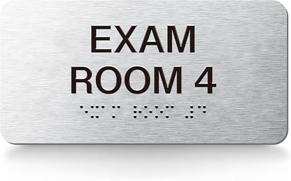 Exam Room Signs with Raised Text & Grade 2 Braille –, ADA Compliant, 7 Variants (EXAM, EXAM 1-6), Easy Install with Double-Sided Tape, Office & Medical Sign (7.8”W x 4”H)
