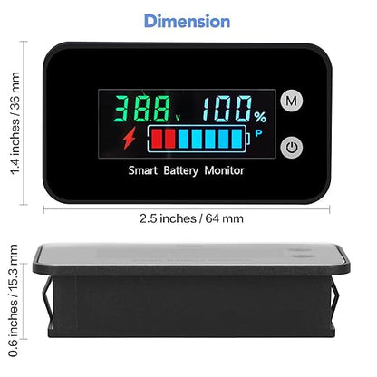 Upgrade IPX7 Waterproof Battery Monitor,12v 24v 36v 48v 60v 72v Battery Tester for car,Golf cart,RV,Boat.Voltage,Remain Capacity Battery Monitor with Temperature and Buzzer Alarm