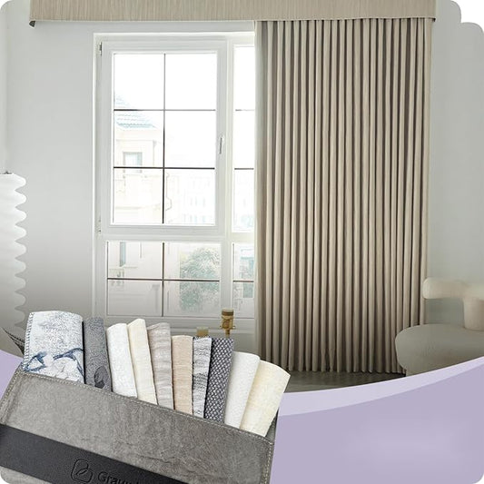 Graywind Custom Curtains Drapes for Sliding Door Room One-Way or Split Draw Curtain (Designed Series Fabric Samples)