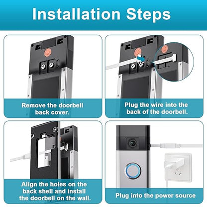 Doorbell Charger for Ring Battery Doorbell(2024 Release), USB C Charger Cable for No Drill Doorbell, 90 Degree USB C 17Ft Doorbell Charging Cable Sustainable Power Supply