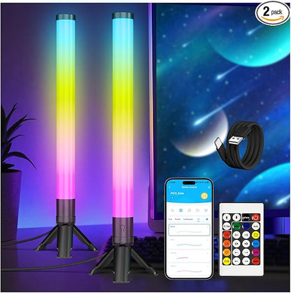 DAYBETTER RGB Light Bar, 360° Smart LED Light Bars for Room, Music Sync Gaming Lights, App & Remote Control Led Lights for TV Backlight, Desk Ambient Lighting for Game Room, Black