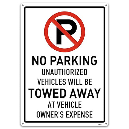 Brimar 10"x14" No Parking Vehicles Towed Away Sign - Aluminum, Weatherproof, Highly Visible, Effective Deterrent for Unauthorized Parking
