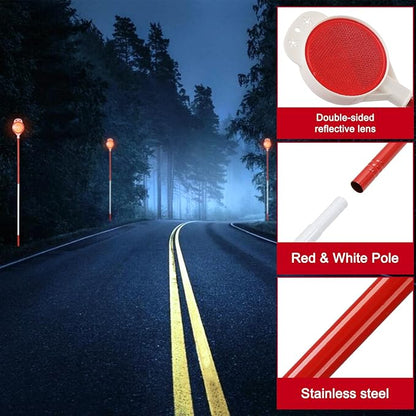 8 Pack Driveway Markers,48 Inch Steel Metal Double Sided Driveway Reflectors,High Visibility Reflective Driveway Markers Snow Stakes for Snow Plowing,Parking Lots,Walkways,Landscape