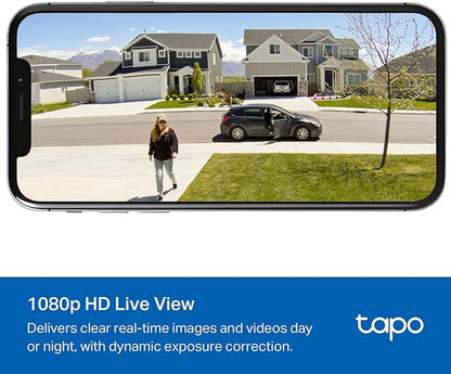 Tapo TP-Link 𝗧𝗮𝗽𝗼 SolarCam C402 Kit, Outdoor Battery Camera w/Solar Panel Base, Wireless, 1080P, Free Person Detection, SD/Cloud Storage, Color Night Vision, No Hub Needed, Works w/Alexa