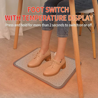Electric Heated Floor Mats - AC 110V Foot Heater, Heated Foot Warmer Mat Under Desk for Office and Home (Gray)
