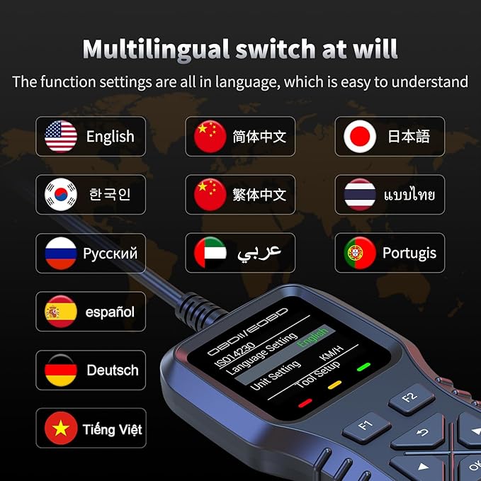 K1 obd2 Scanner,obd2 Scanner Diagnostic Tool,Car Code Reader for Check Engine Light, Real-Live Data, Freeze Frame with Colour Screen, Multilingual Plug & Play for All OBDII & EOBD Vehicles
