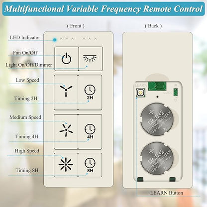 Smart WiFi Ceiling Fan Remote Control Kit, Universal 3 Speed Ceiling Fan Control with Dimmer, Compatible with Alexa, Google Assistant and Smart Life App, Remote Control Timing