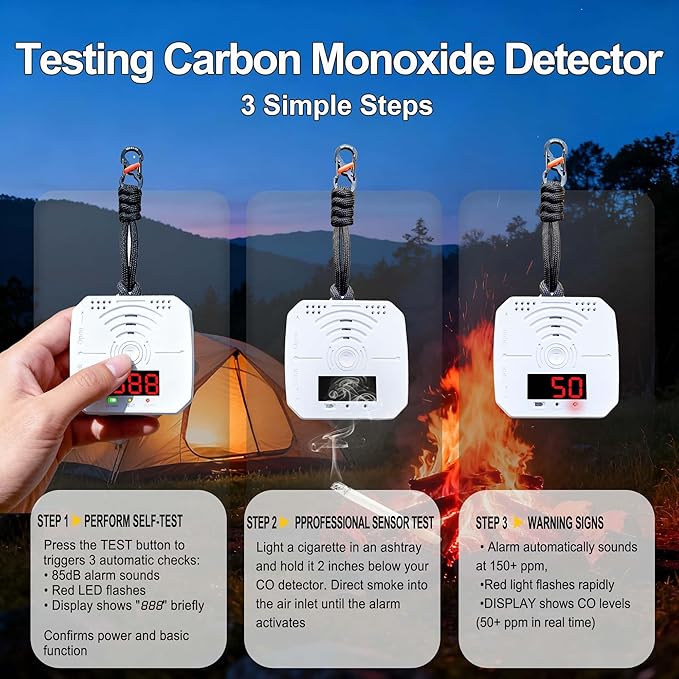Carbon Monoxide Detectors Portable Battery Operated co2 Detector Alarm for Home, Car, RV | Advanced Sensors, LCD/LED, Low Battery Warning | 85 Decibel Monoxide Alert