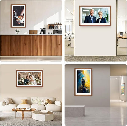 Uhale 21.5" Large Digital Picture Frame WiFi Wood with Remote Control, 1920 x 1080 FHD IPS No Touch Screen Electronic Photo Frames Wall Mount with 64GB, Support SD USB, Share Photos Videos Instantly