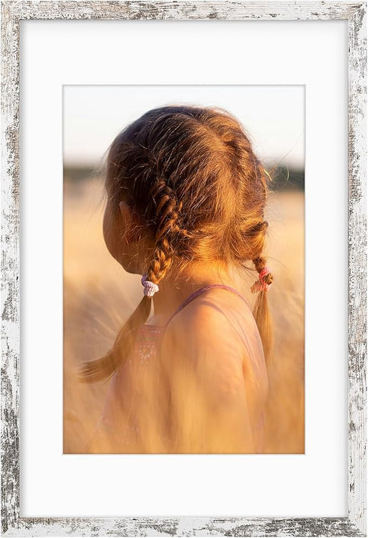Golden State Art, 16X24 Picture Frame with Mat for 12X18 - High Definition Glass Wall Mounting Horizontal Vertical Display (Weathered White, 1 Pack)