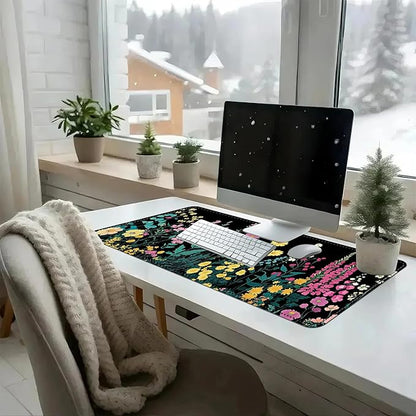 Heated Mouse Pad with 3 Temperature Settings(104°F–122°F),Large 31.5x13 Inch PU Leather Heated Desk Mat,Waterproof Warming Pad for Office,Gaming & Cold Hands Relief,Garden Flowers
