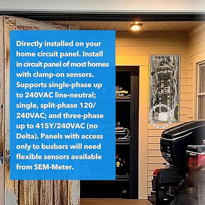 Smart Home Energy Monitor, Measure Power Usage in Real-Time, History with App (2 200A Circuit Level Sensors) - Compatible with Home Assistant