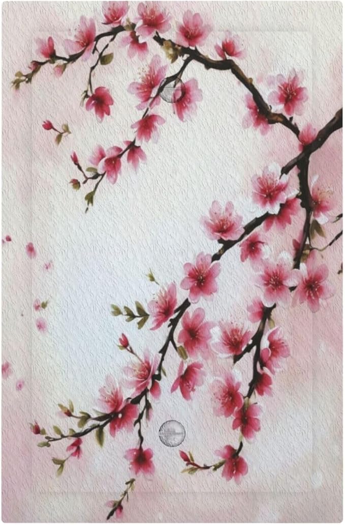 Branch with Pink Flowers Light Switch Covers No Device Wall Plate 1 Gang Decorative Blank Switchplate Electrical Faceplate for Country Living Bedroom Decor
