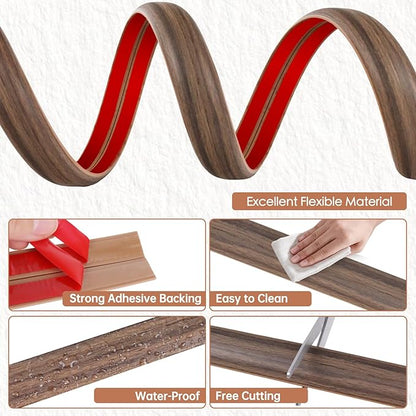 Floor Cord Cover for Wires on Floor Self Adhesive Cord Hider Floor Cable Management Wire Covers for Cords Protector Prevent Cable Trips Cord Cavity W 0.32" x H 0.32", Misty Brown Wood, 10Ft