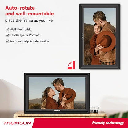 THOMSON Digital Picture Frame, Digital Photo Frame WiFi with 32 GB, HD IPS Touch Screen, Auto-Rotate, Slideshow, Share Photos/Videos from Phone by App (15.6Inch Black)