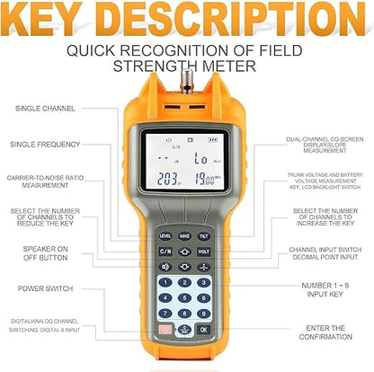 RY S110 Pro CATV Cable Tester - 47-870 MHz Coax Cable Tester Tracer Coaxial Wire Continuity Checker, TV Handle Signal Level Meter DB Tester Meter