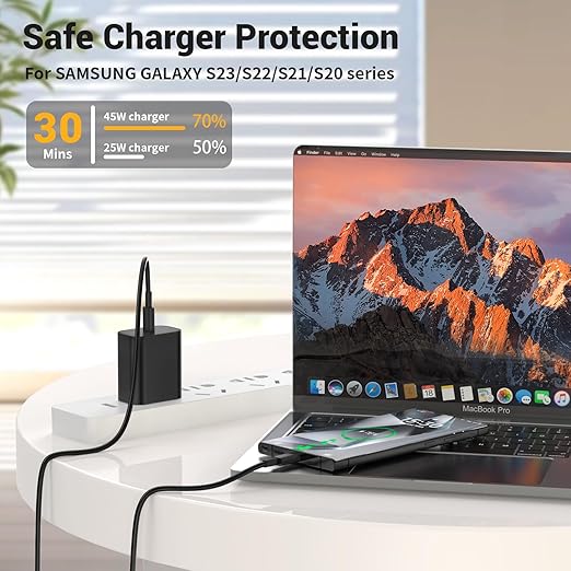 [6FT+10FT] 45W Super Fast Charger Type C, for Samsung Galaxy S25 S24 Charger Block with 6/10FT Type C Charging Cord for Samsung Galaxy S25 S24 S23 Ultra/S22, iPhone 17/16/15 Pro,Pro Max,Plus