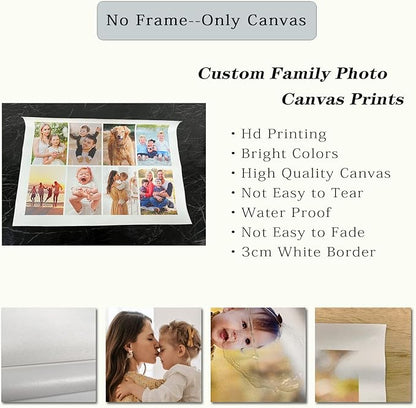 LZIMU Collage Canvas Prints with Your Photos Personalized Multi Pictures for Wall Custom Family Wedding Baby Pet Dog Photo to Canvas Customized Gifts Home Wall Decor (Collage Photo-9, No frame)