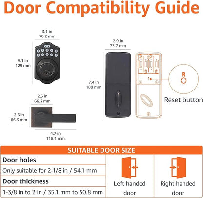 Amazon Basics Traditional Electronic Keypad,Keyless Entry Door Lock Deadbolt with Handle Set, Key Pad Front Door with Knob, Traditional Door Locks for Front Door Handle, Oil Rubbed Bronze, 1-Pack