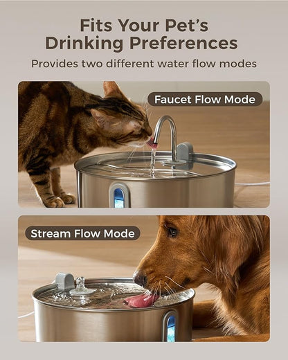 Dog Water Fountain for Large Dogs 7L/236oz Stainless Steel Dog Water Bowl Dispenser Automatic Cat Water Fountain with Deeper Drinking Area, Multi-Filtration Pet Fountain with 6 Filters