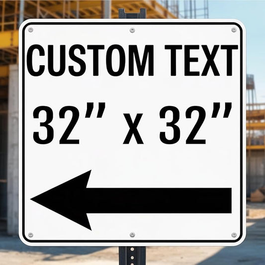 Custom Metal Left or Right Arrow Sign – 32x32 Inches Rust Free .040 Aluminum, Fade Resistant, Personalized Outdoor Sign for Business Workplace Office Home