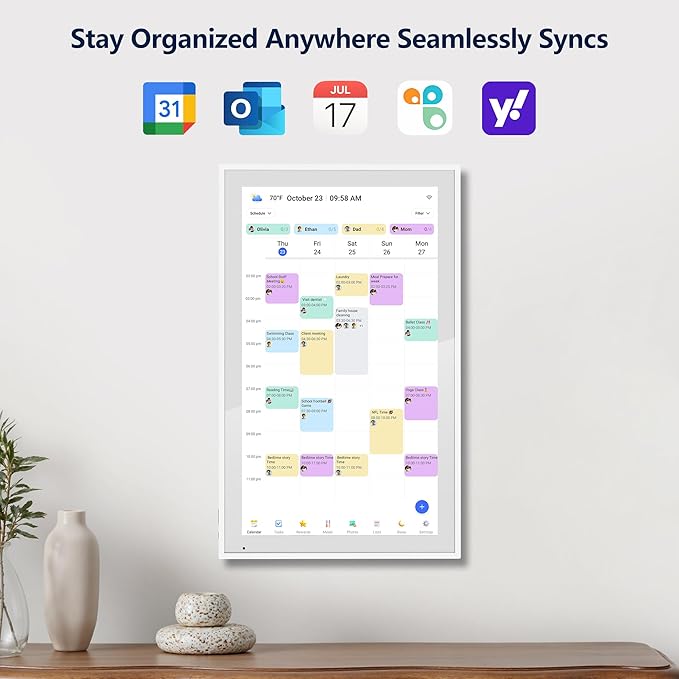 Digital Calendar – 27 Inch Electronic Wall Calendar & Chore Chart, Smart Family Organizer with Interactive Touchscreen Display, Wall Mount in Portrait or Landscape