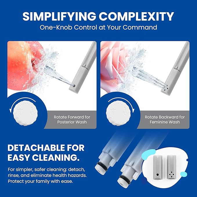 Smart Non-Electric Bidet Toilet - One-Piece Toilet with Dual Flush (Foot Pedal & Button) | Dual Nozzle Wash | Complete Installation Kit