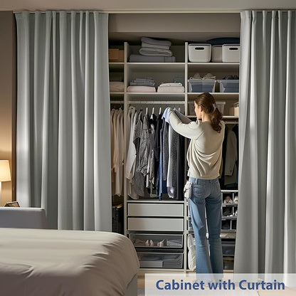Room Divider Ceiling Mounted Curtains Track Sets Extra Wide Blackout Curtain Flexible Tracks for Bedroom Privacy Partition Separator, 1 Panel Light Grey Drape and White Rail, W10 x H7ft