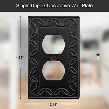 Single Toggle Light Switch Cover NovaBloom Metal Wall Plate, 4-Pack Black 1 Gang, Light Switch Cover Decorative Wallplate, Durable