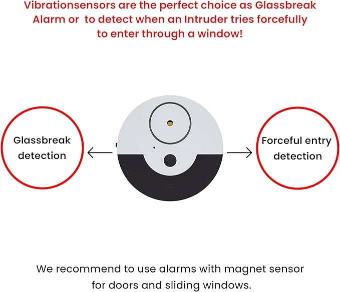 CATSONIC Premium Window Alarm Device Set - Extra Loud 130dB Alarm & Vibration Sensors - Universal Compatibility & Easy Installation - Great for Home, Office & RV Security (6 Set Black)