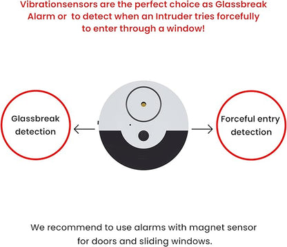 CATSONIC Premium Window Alarm Device Set - Extra Loud 130dB Alarm & Vibration Sensors - Universal Compatibility & Easy Installation - Great for Home, Office & RV Security (6 Set Black)