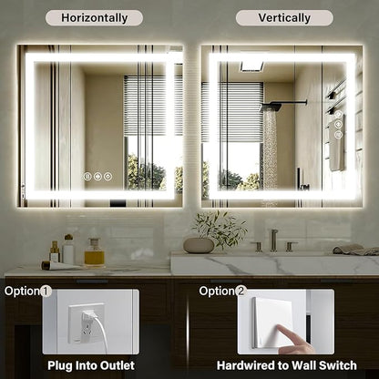 36x36 Inch Smart LED Bathroom Mirror - Anti-Fog Vanity Mirror with Touch Sensor, 3 Color Lighting & Dimmable Memory Function, Lighted Mirror, Modern Bathroom Wall Mirror
