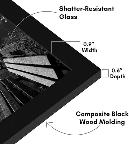 Americanflat 8x12 Picture Frame with Shatter-Resistant Glass - Signature Collection - Gallery-Style Frames Made of Engineered Wood - Photo Frame for Tabletop and Wall Display - Black